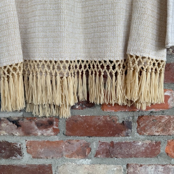 Lilly Pulitzer Tatum Metallic Fringe‎ Open Cardigan Ivory Gold XS - Picture 4 of 7